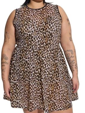 torrid Leopard Print One-Piece Swim Dress - Brown, Black